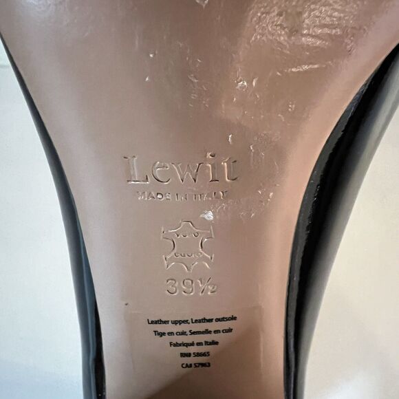 Lewit Amara Black Patent Leather Block Heel Pump Loafers Sz 39.5 US 9.5 - Picture 9 of 10